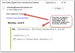 Homeschool Planet email digest view screenshot button