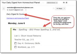 Homeschool Planet email digest view screenshot button