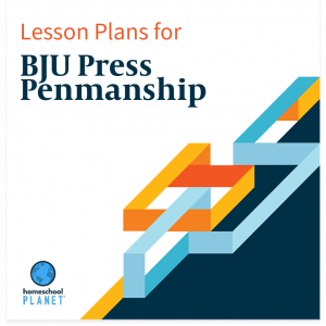 BJU Press Penmanship lesson plan button for homeschool planet
