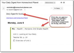 Homeschool Planet Lesson Plan Horizons Email Digest screenshot button