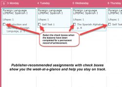 Homeschool Planet Spanish weekly view screenshot button