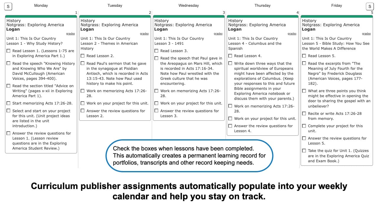 Notgrass Exploring America Weekly View