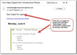 Homeschool Planet email digest view screenshot button