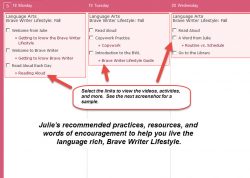 Homeschool Planet weekly view screenshot button