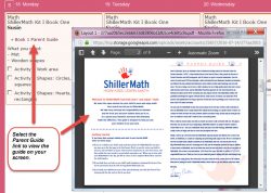 Homeschool Planet Swiller Math weekly view with pop-up screenshot button