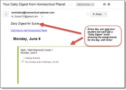 Homeschool Planet Math Mammoth email digest screenshot button