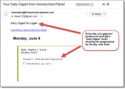 Homeschool Planet Algebra 1 email digest screenshot button