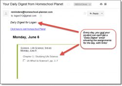 Homeschool Planet Life Science email digest screenshot button