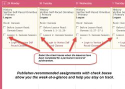 Homeschool Planet Veritas Self-paced weekly view screenshot button