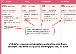 Homeschool Planet Math-U-See weekly view screenshot button