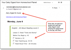 Homeschool Planet All About Reading email daily digest screenshot button