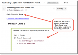Homeschool Planet Supercharged Science daily digest email screenshot button