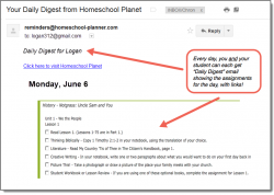 Homeschool Planet Notgrass daily digest email screenshot button