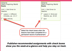 Homeschool Planet God's Inspiring World weekly view screenshot button
