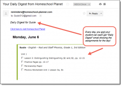 Homeschool Planet Rod & Staff Phonics daily digest email screenshot button