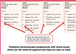 Homeschool Planet Working Arithmetic weekly view screenshot button