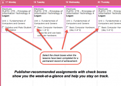 Homeschool Planet PLATO weekly view screenshot button
