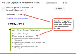 Homeschool Planet Zoology email daily digest screenshot button