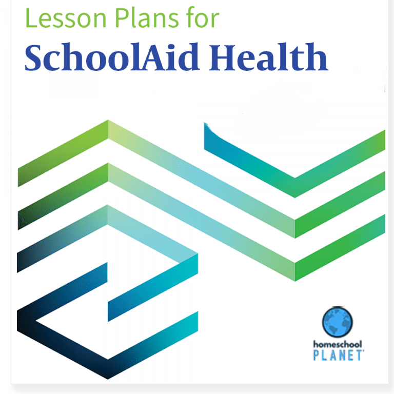 Schoolaid Health lesson plan button for homeschool planet