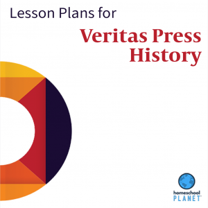 Veritas Press History lesson plan button for homeschool planet