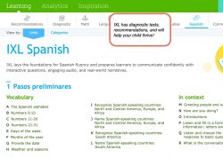 Screenshot view of IXL Spanish website