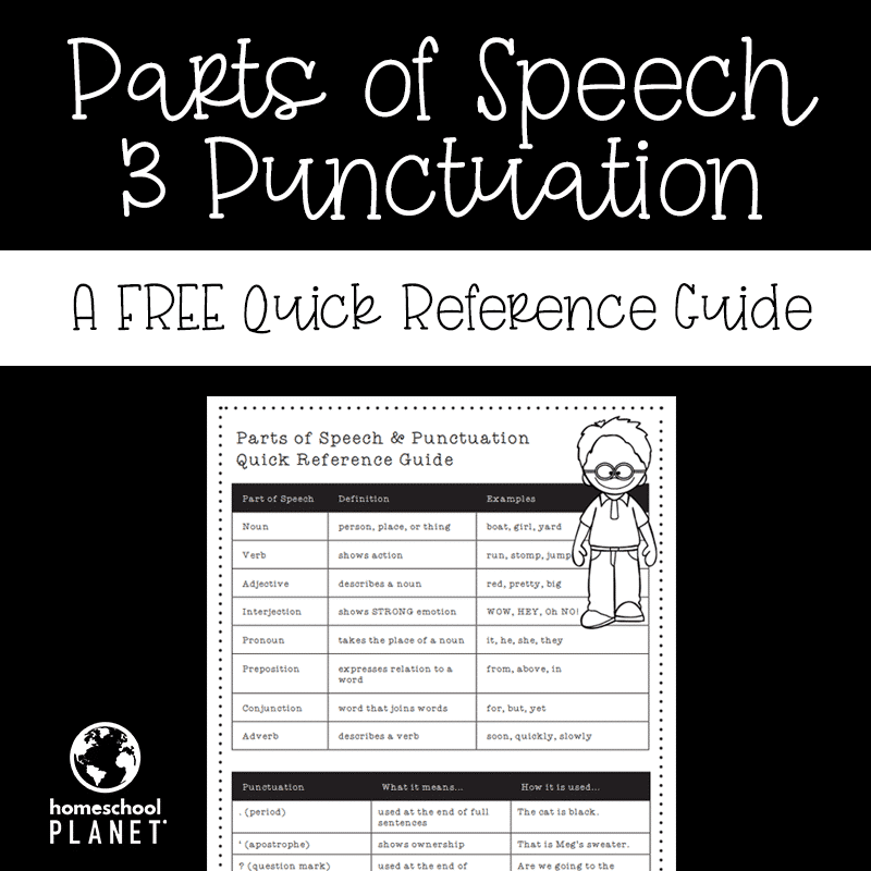 Parts of Speech Free Printable Square