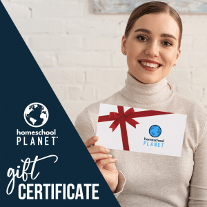 Girl holding Homeschool Planet gift certificate