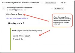 Homeschool Planet Winning with Writing Daily Digest button