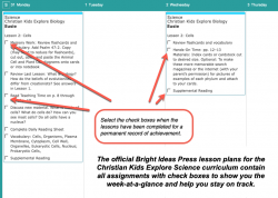 Homeschool Planner CKE Science weekly view button