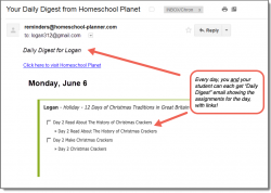 Homeschool Planner Daily Digest button for Captivating Christmas