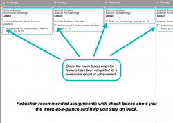 Weekly view of publisher-recommended assignments for Master Books Biblical Studies