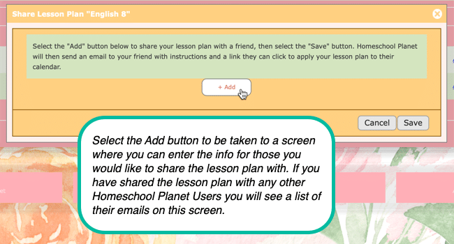 Add button for sharing lesson plans.