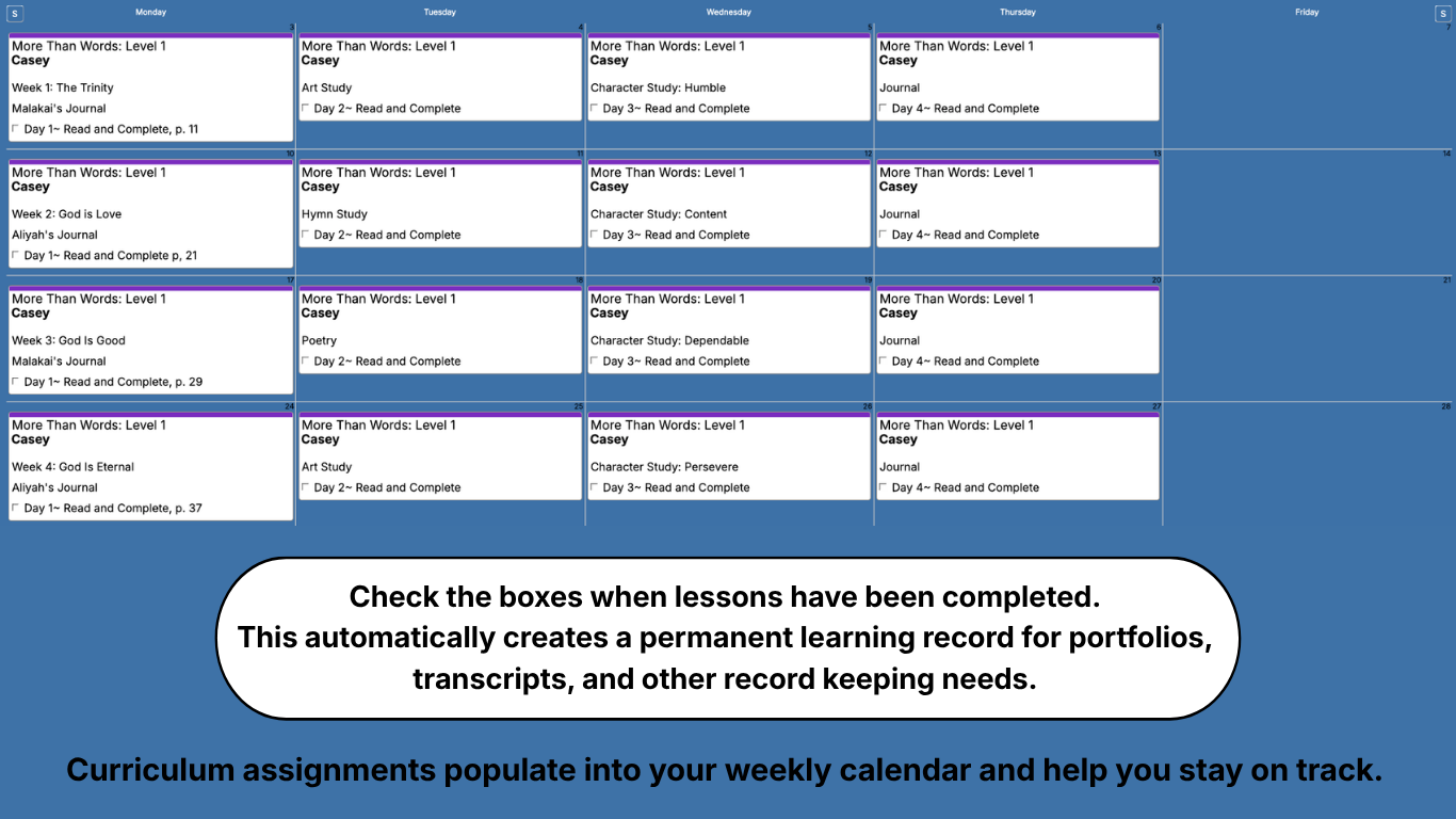 More than Words Weekly View