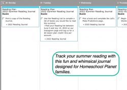 Summer Reading Plan Weekly View