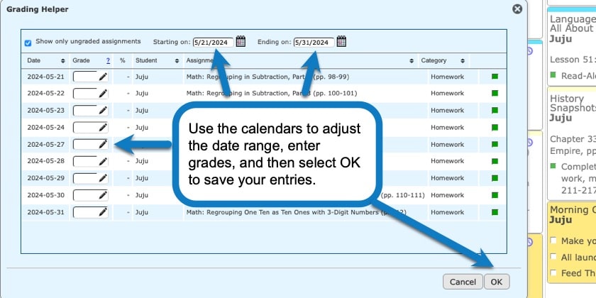 Homeschool Planet Automatic Grading Helper screenshot button