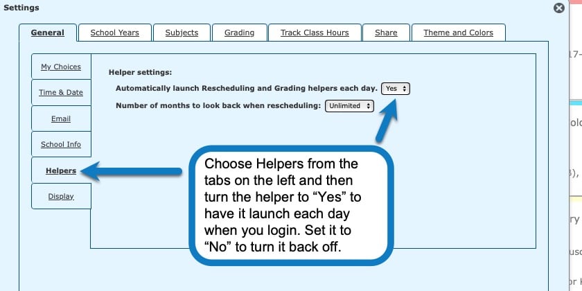 Homeschool Planner rescheduling and grading helpers