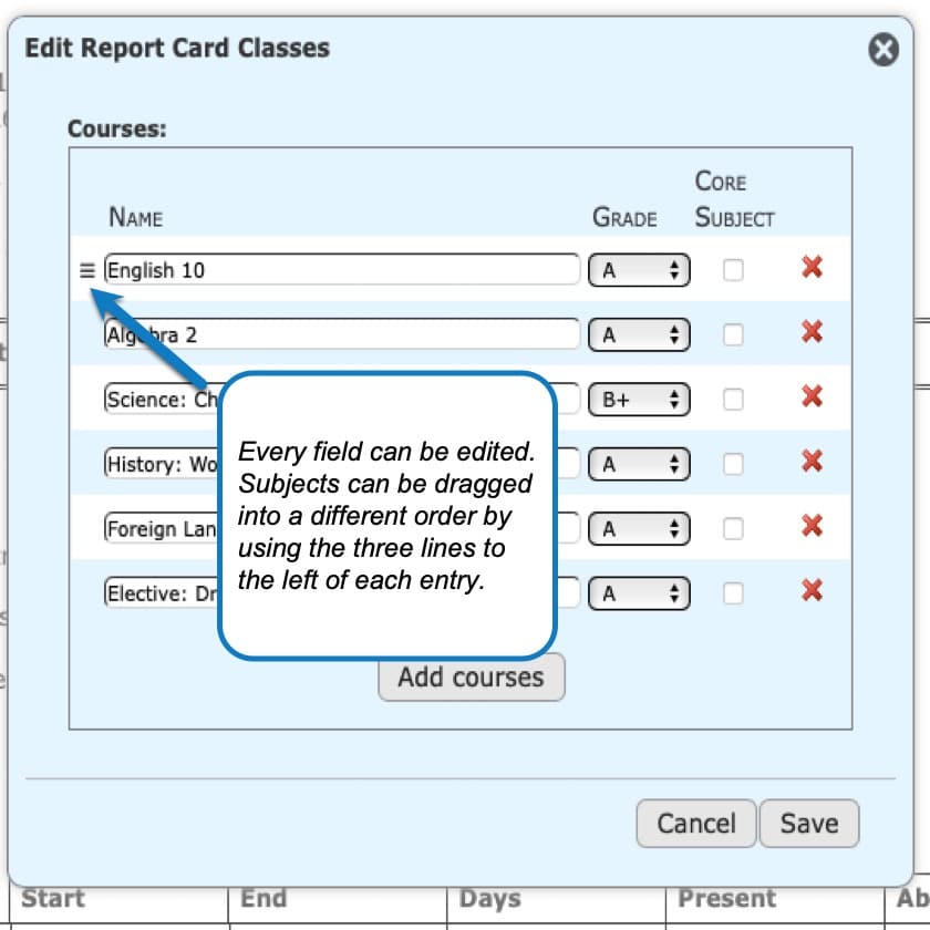 Creating Report Cards in Homeschool Planet step 4