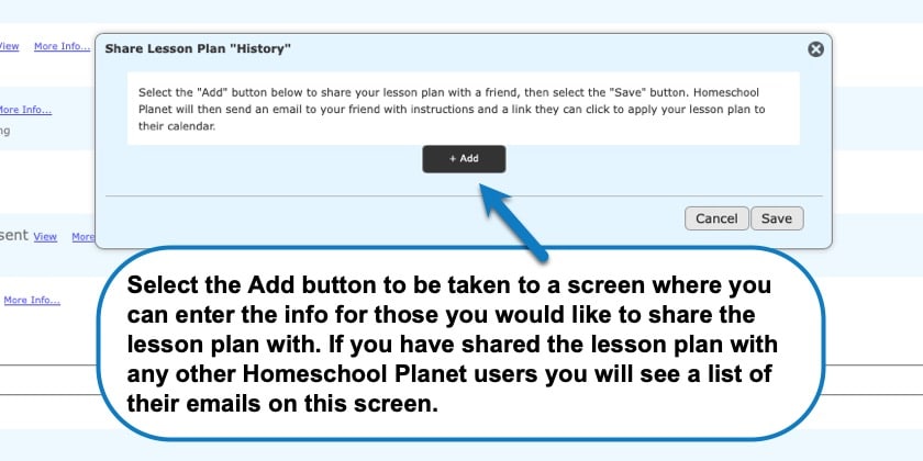 Add button for sharing lesson plans in Homeschool Planet