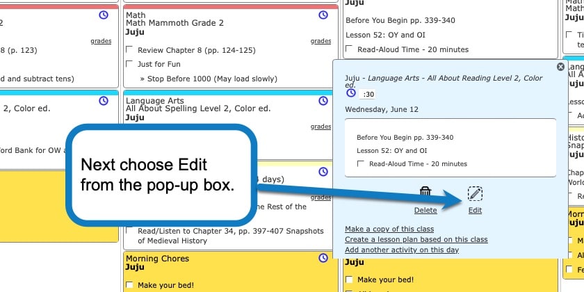How to add an assignment in Homeschool Planet 2 screenshot