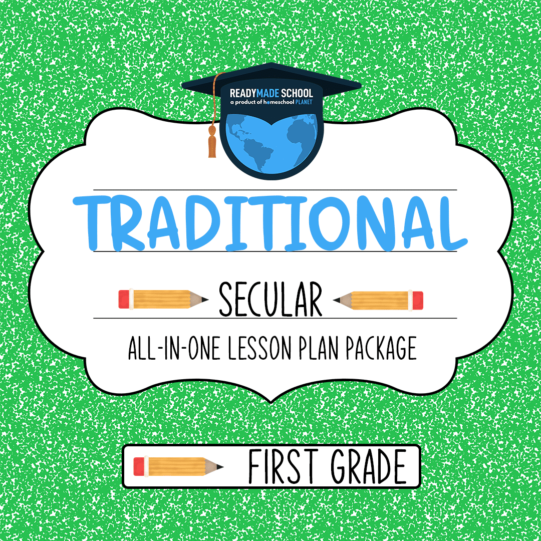 Traditional secular studies all-in-one lesson plan package - first grade in homeschool planet image