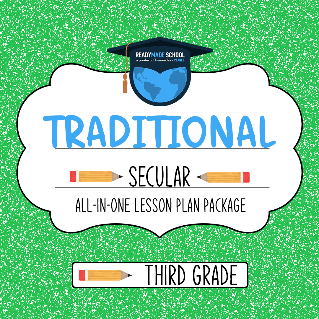 Traditional secular studies all-in-one lesson plan package - third grade in homeschool planet image