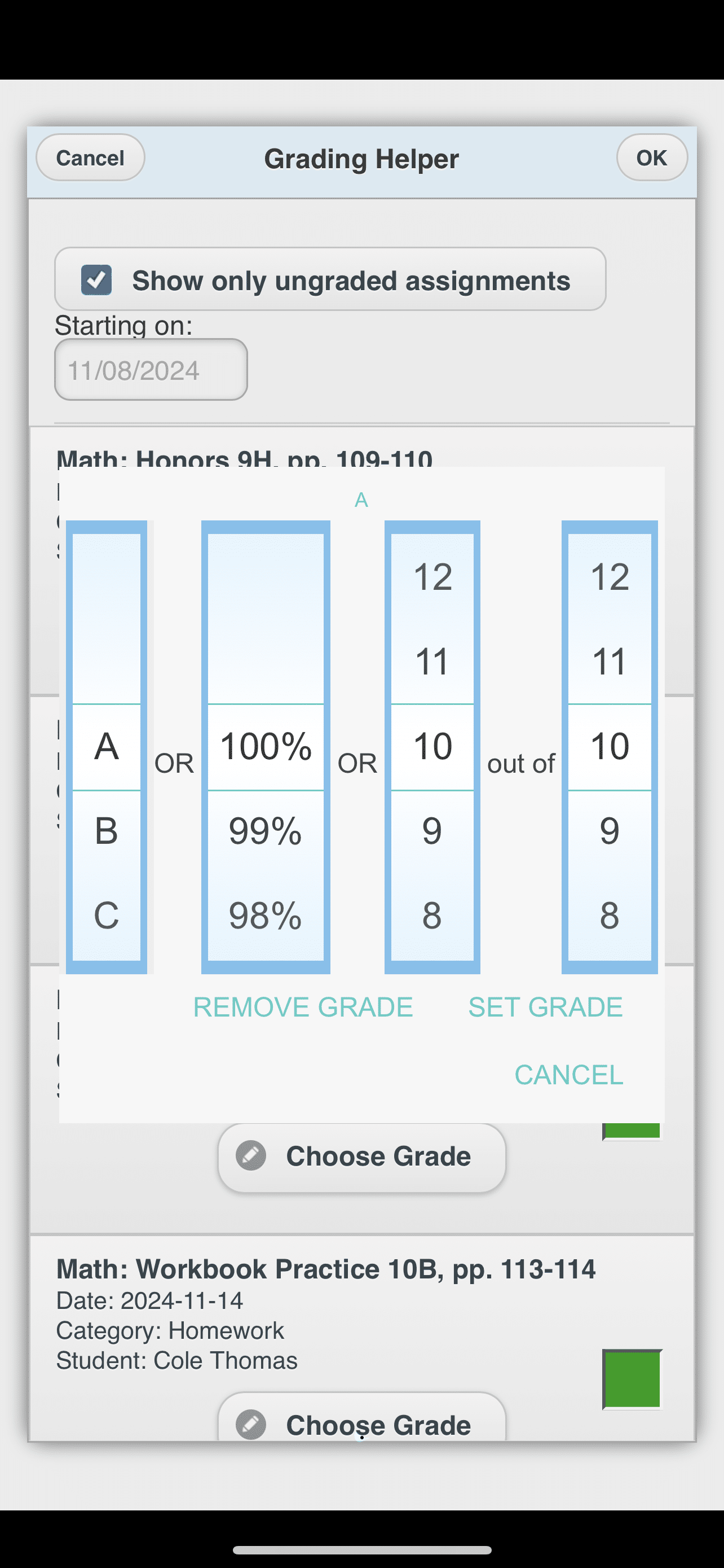 Grading Helper, Grading - Homeschool Planet App