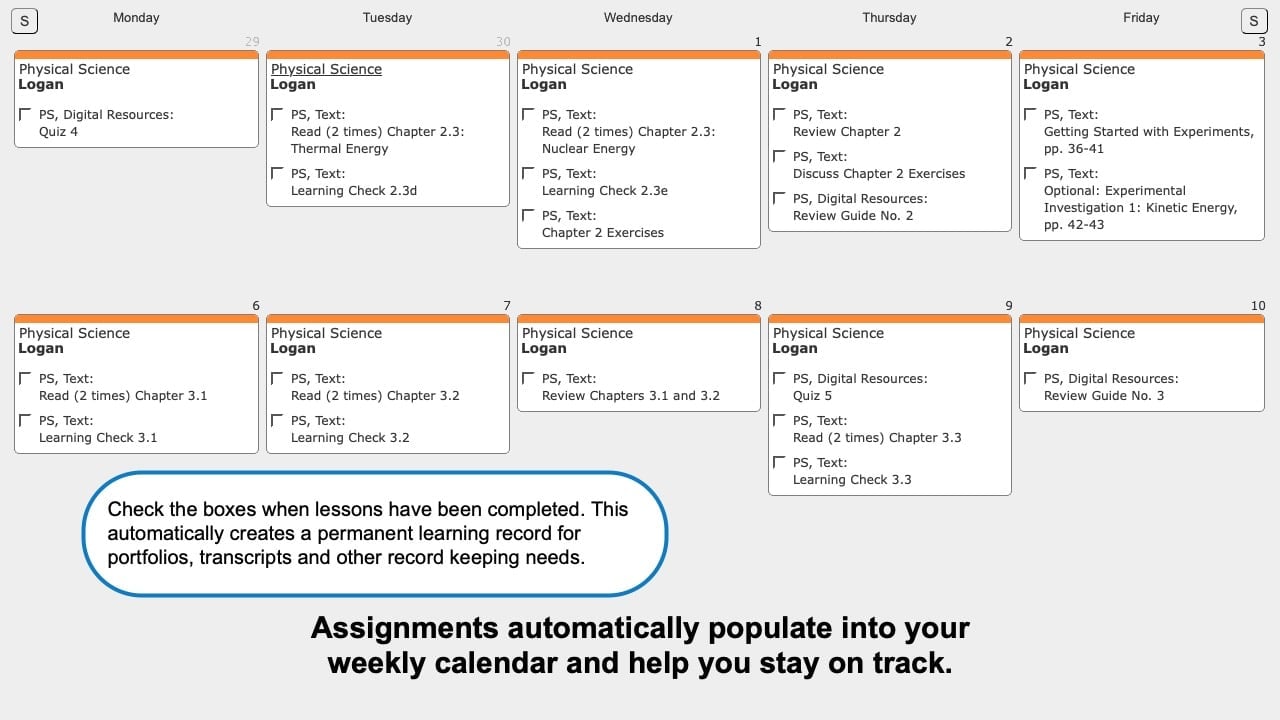 Memoria Press Science Weekly View