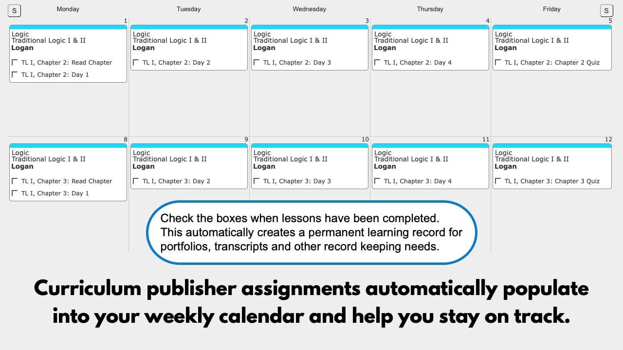 Memoria Press Logic Weekly View