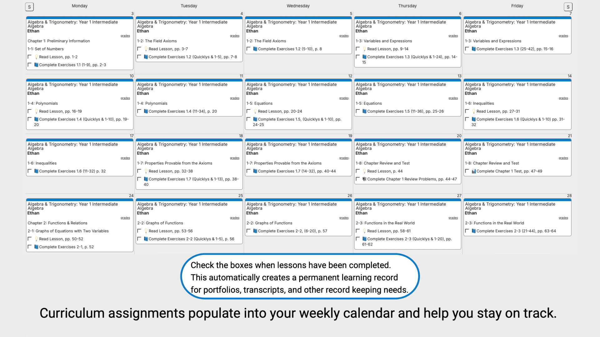 Foerster Math Weekly View