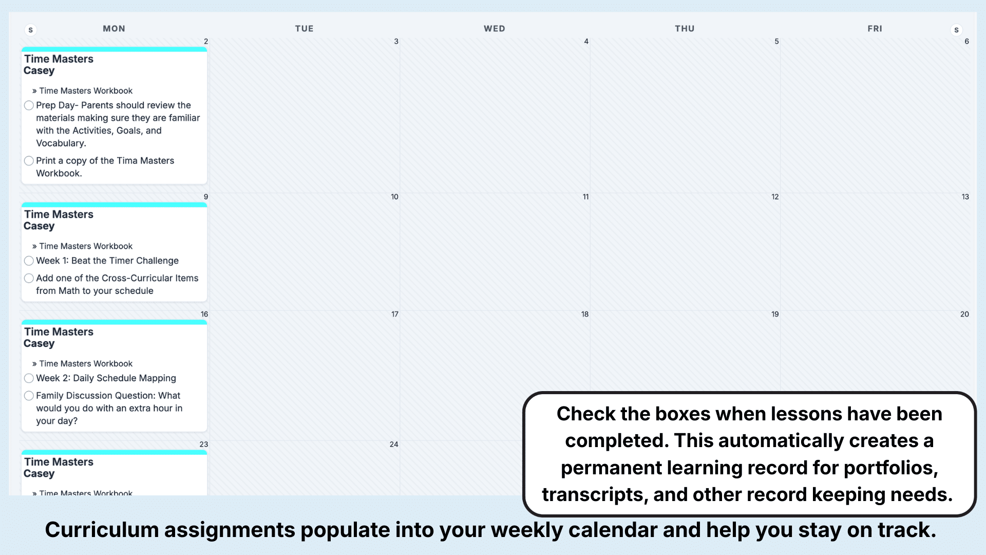 Time Masters Weekly View