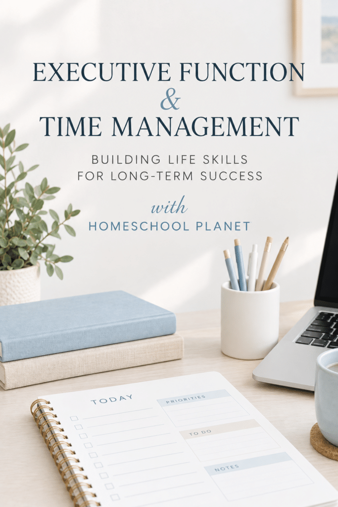 Teaching Executive function Time management - Homeschool Planet time management at homeschool desk