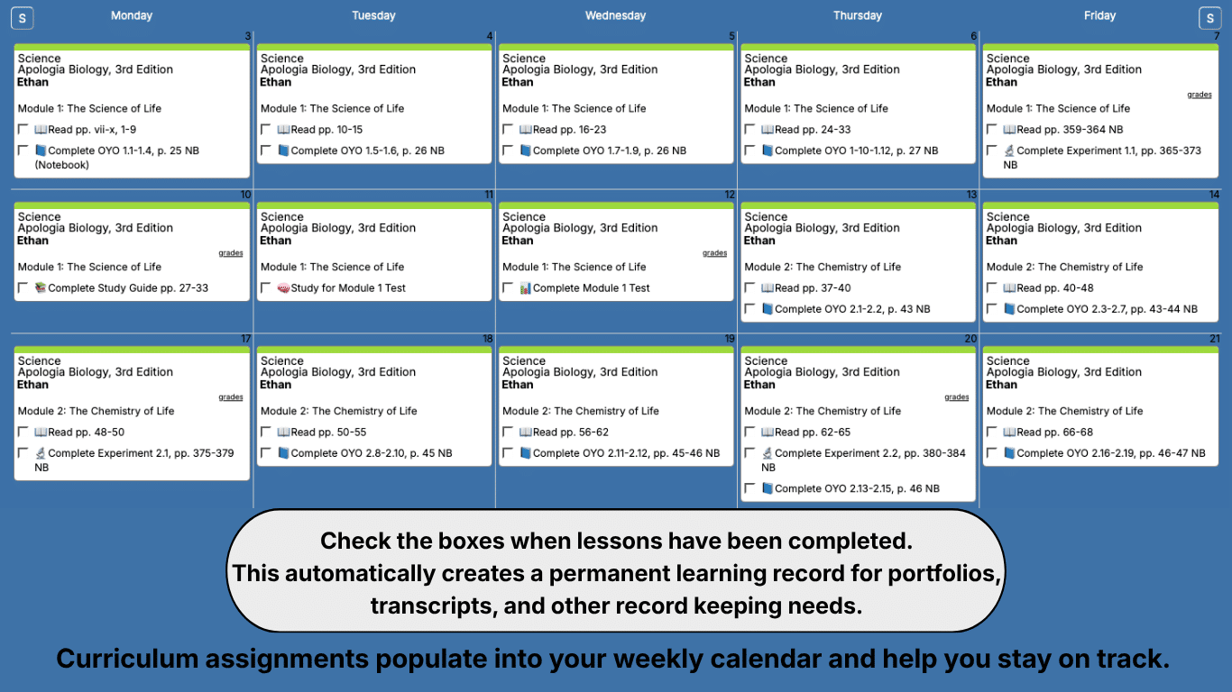 Apologia-Science-7-12th-weekly-review