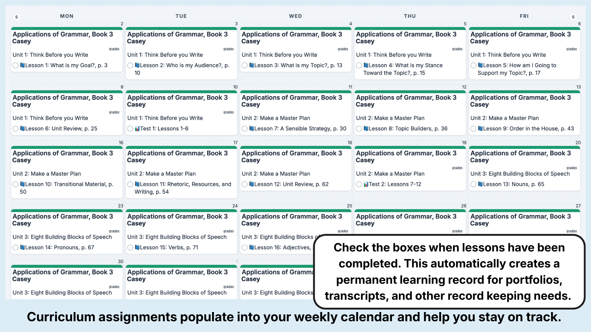 Applications of Grammar Weekly View