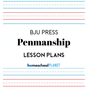 BJU Press Penmanship lesson plan button for homeschool planet